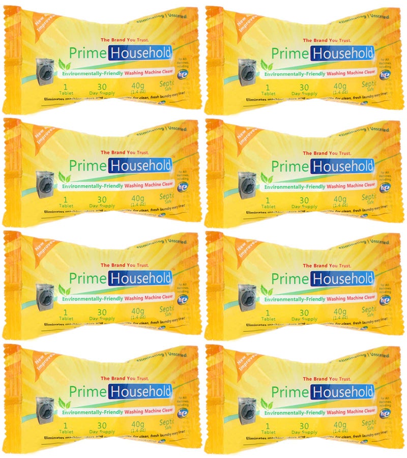 PrimeHousehold Eco-Friendly Washing Machine Cleaner, 8-XL-Tablets - Image 1